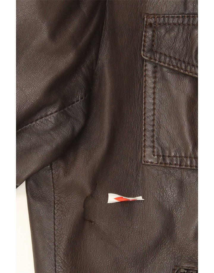 Męska kurtka skórzana Zen Bomber, rozmiar 50, średnia brązowa skóra