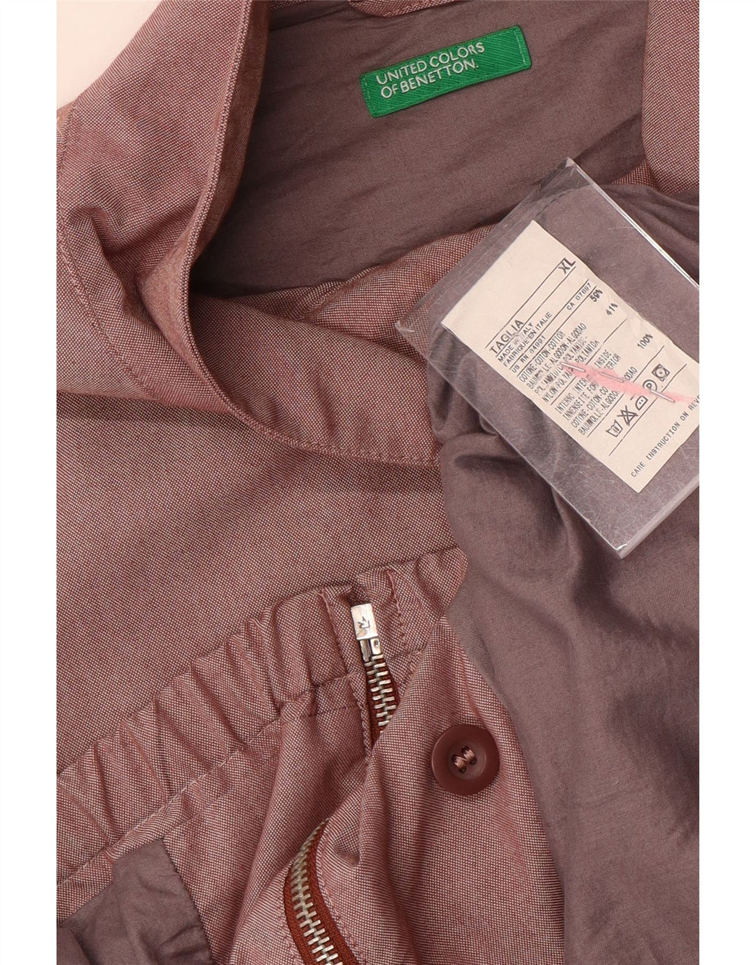 Męska kurtka bomberka Benetton UK 42 XL, brązowa, bawełniana
