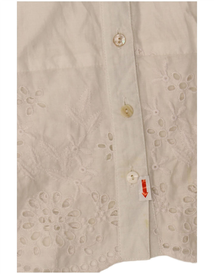 Bluzka damska z krótkim rękawem WAREHOUSE UK 10, mała, biała, poliestrowa