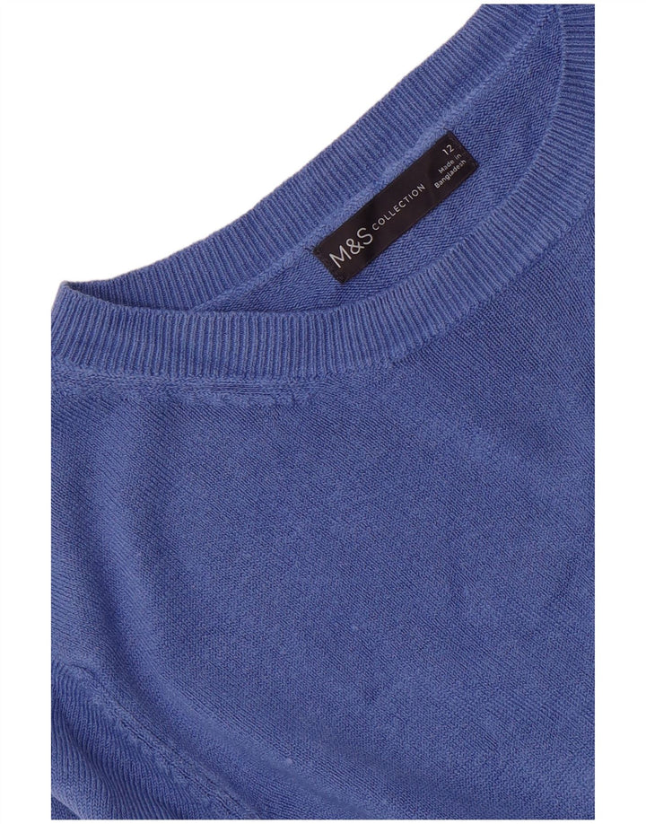 Marks & Spencer Damski sweter z dekoltem w łódkę, UK 12, średni niebieski