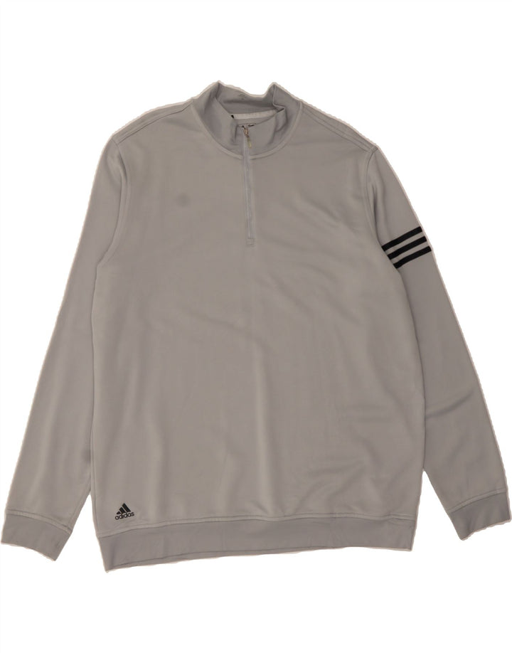 ADIDAS Mens Climalite Zip Neck Sweatshirt Jumper XL Grey Polyester Vintage Adidas and Second-Hand Adidas from Messina Hembry 