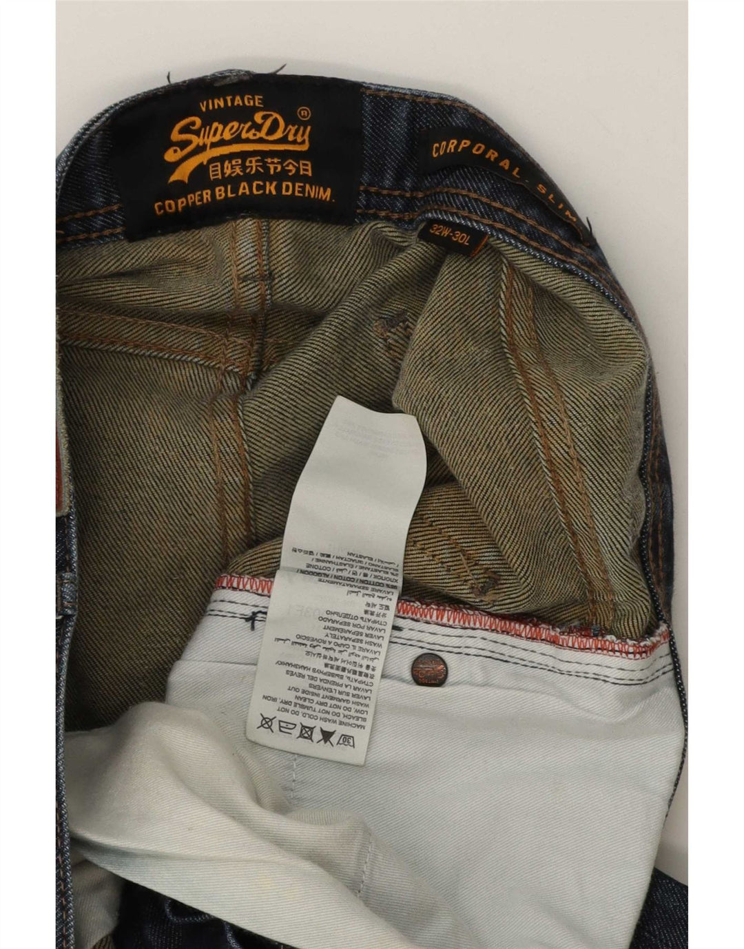 Męskie jeansy Superdry Slim W32 L30 Niebieskie, bawełniane