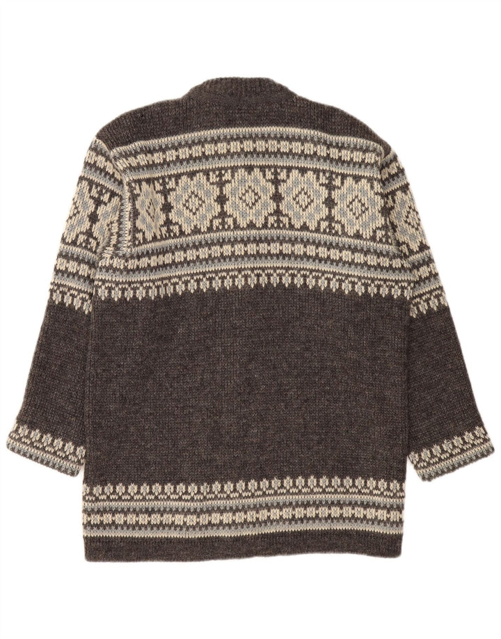 Męski sweter rozpinany NORDSTRIKK, mały, szary, Fair Isle z dziewiczej wełny