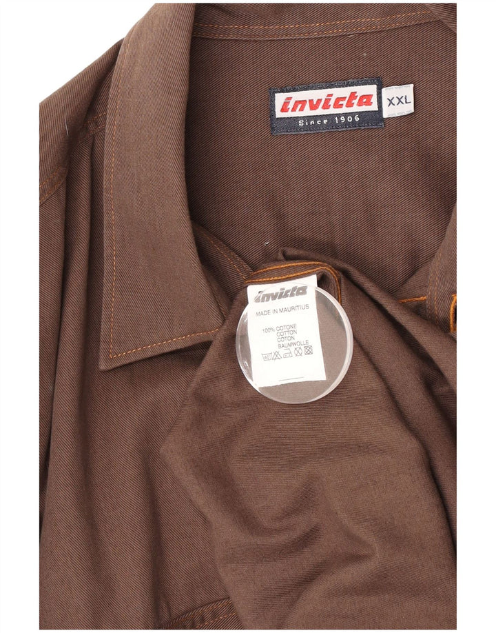 Koszula męska Invicta 2XL brązowa bawełniana