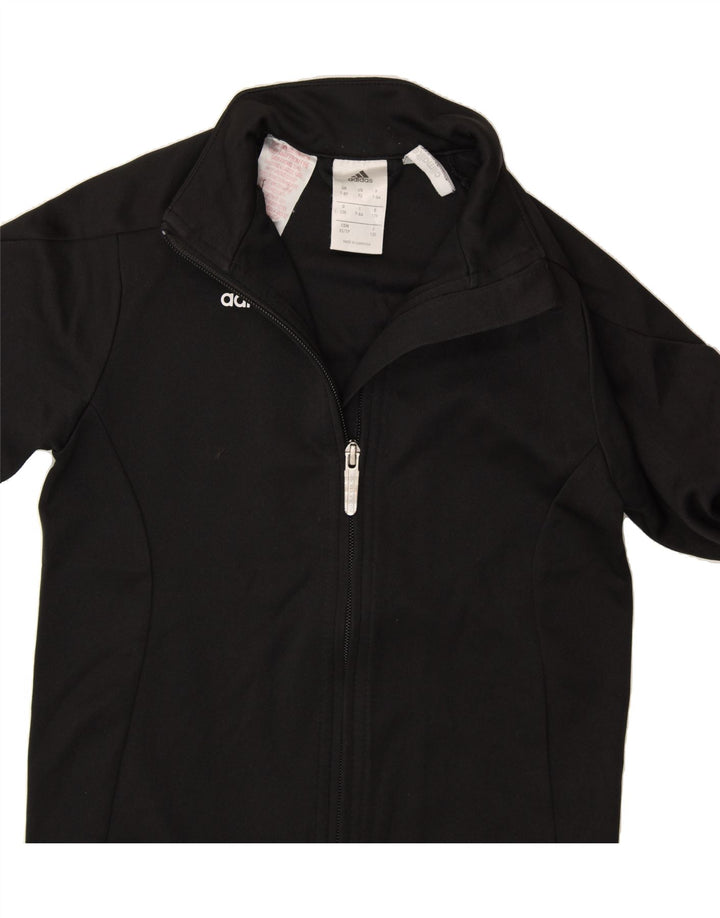 ADIDAS Boys Climalite Tracksuit Top Jacket 7-8 Years Black Polyester Vintage Adidas and Second-Hand Adidas from Messina Hembry 