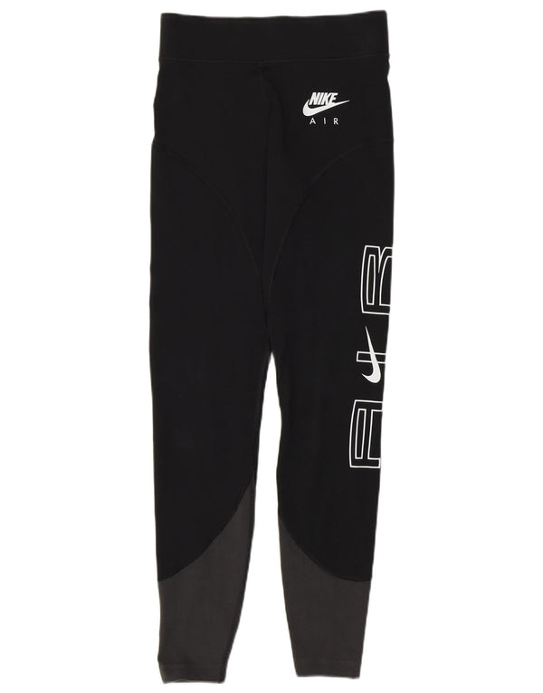 Damskie legginsy Nike Graphic UK 8, małe, czarne, bawełniane z blokami kolorów