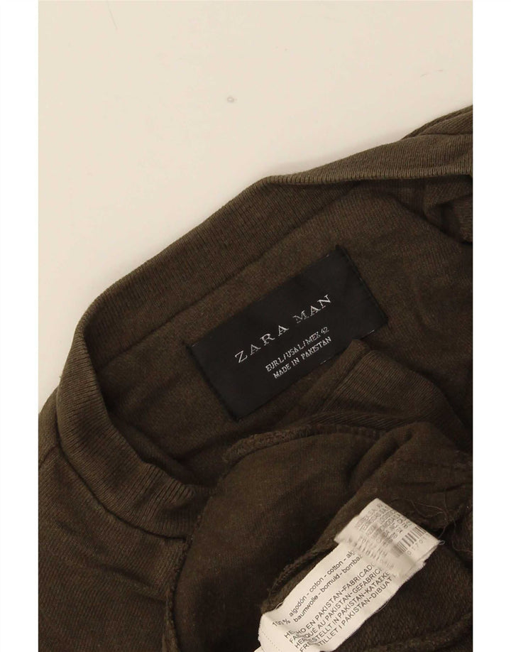 Męska kurtka dresowa Zara, duża, bawełniana khaki