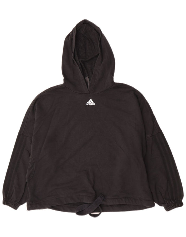 Damska bluza z kapturem Oversize Adidas UK 4/6 XS Czarna bawełna