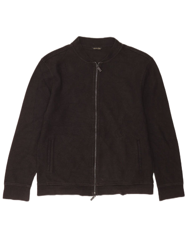Massimo Dutti Mens Cardigan Sweater Large Black Cotton