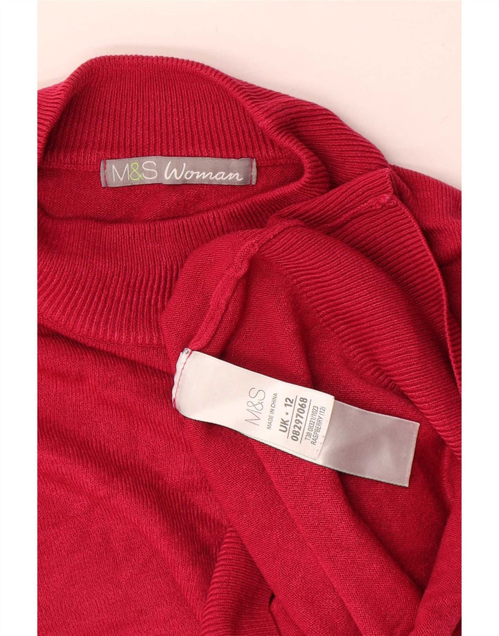 Marks & Spencer Damski sweter z golfem UK 12, średni czerwony akryl