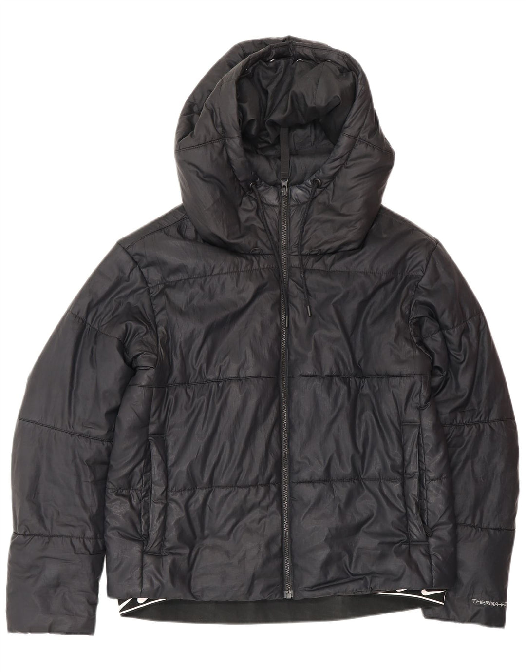 Damska wyściełana kurtka z kapturem NIKE Therma-Fit UK 14, średnia czarna