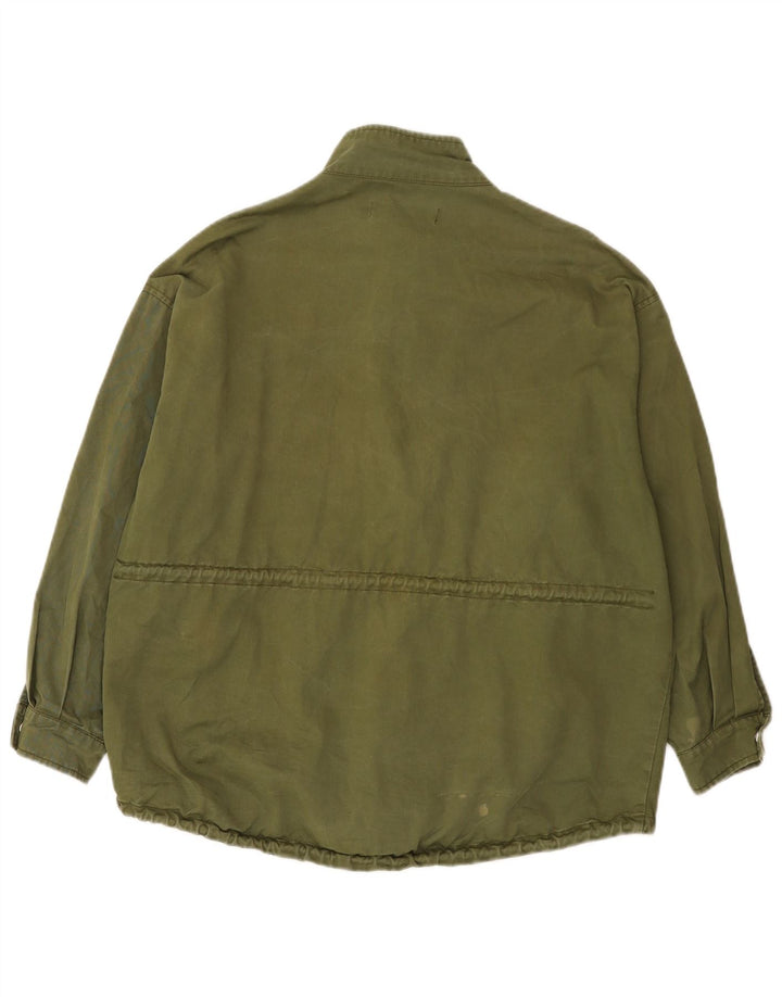 Damska kurtka bomberka Zara Graphic Oversize UK 14, średnia bawełna khaki