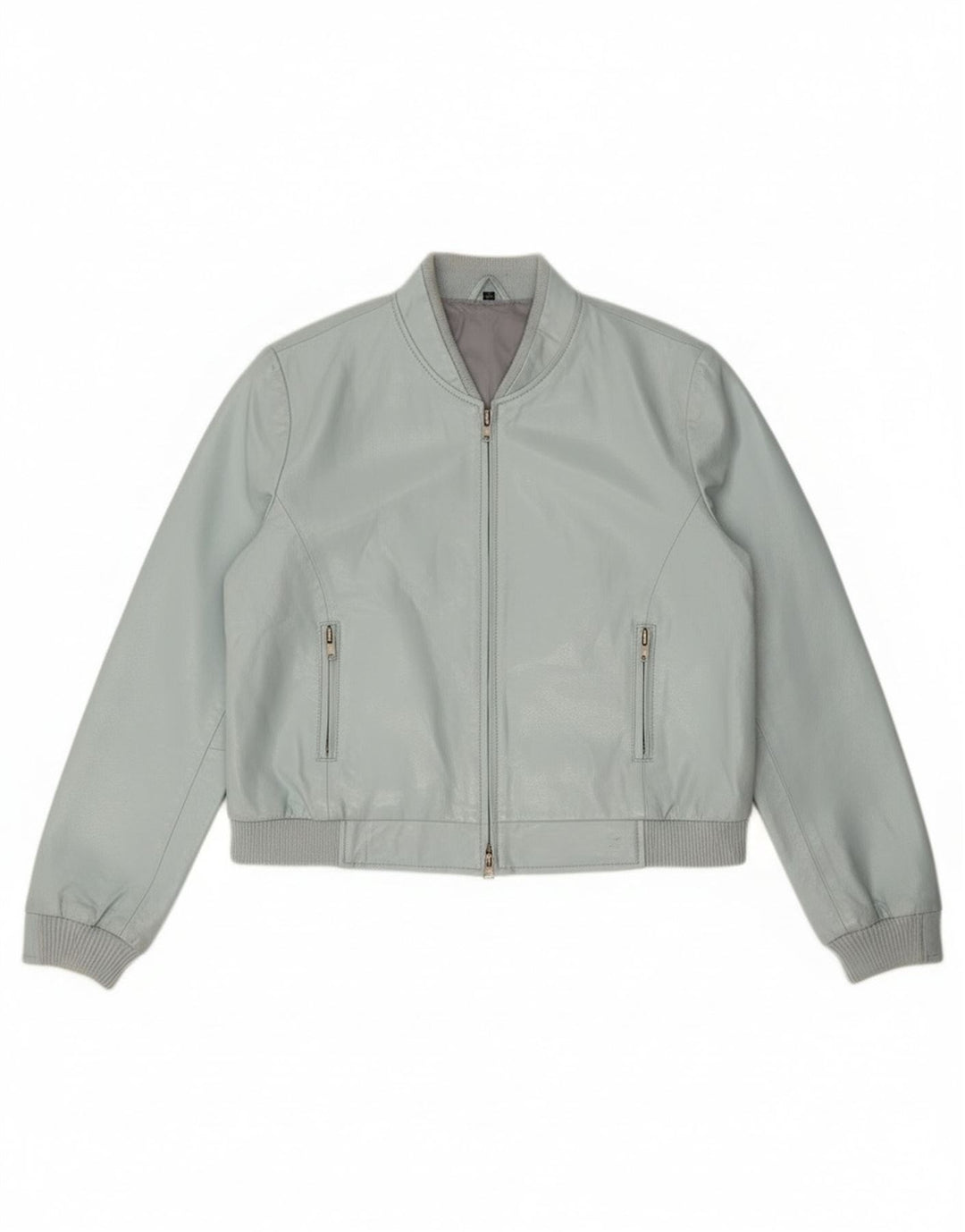 Vintage damska kurtka bomber ze sztucznej skóry IT 44 średni niebieski