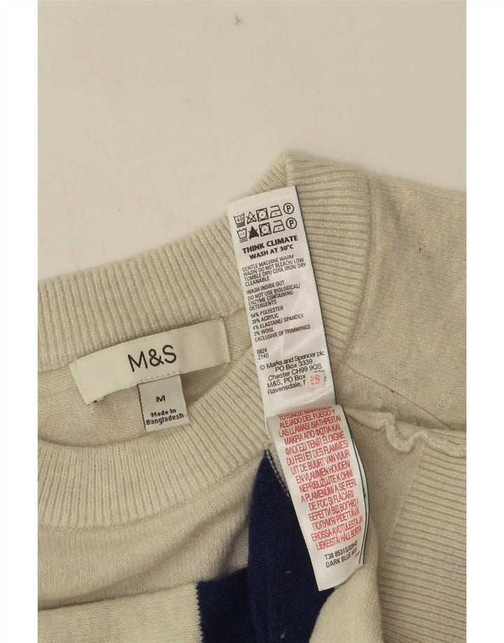 Marks & Spencer Damski sweter z okrągłym dekoltem, UK 14, średnie niebieskie paski