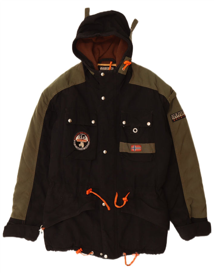 Męska kurtka wiatrówka NAPAPIJRI z kapturem UK 38, średni czarny poliamid