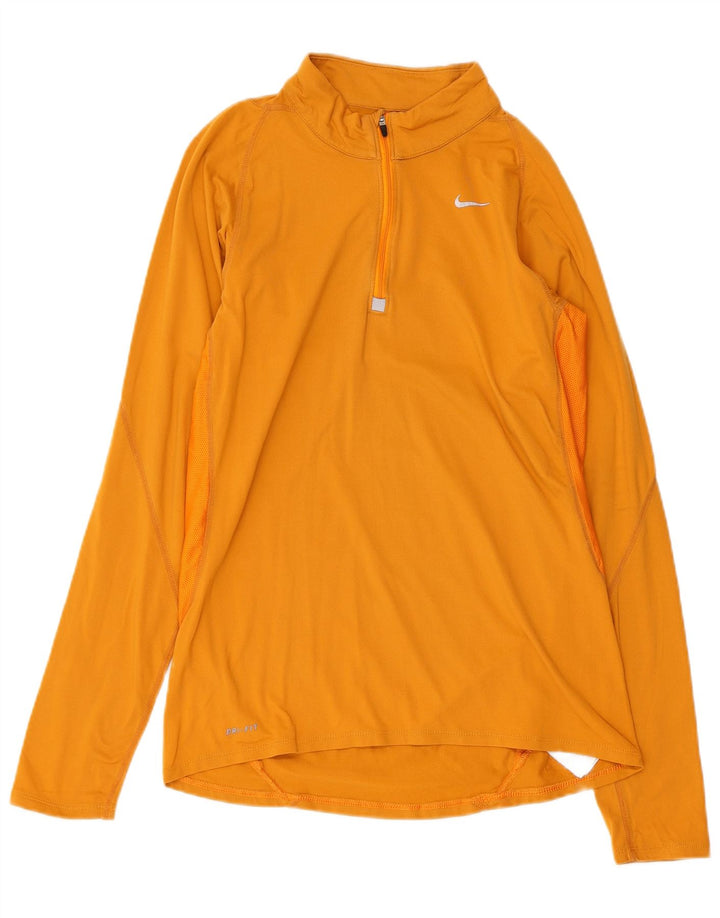 Damski dres NIKE Dri Fit z zamkiem błyskawicznym na szyi, UK 10, mały, żółty