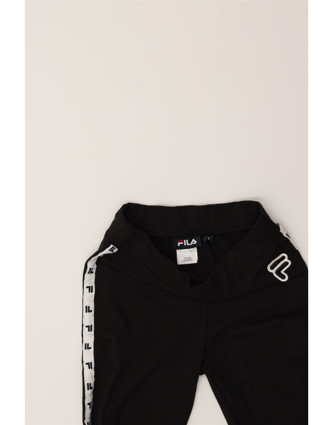 FILA Womens Graphic Leggings UK 10 Small Black Cotton Vintage Fila and Second-Hand Fila from Messina Hembry 