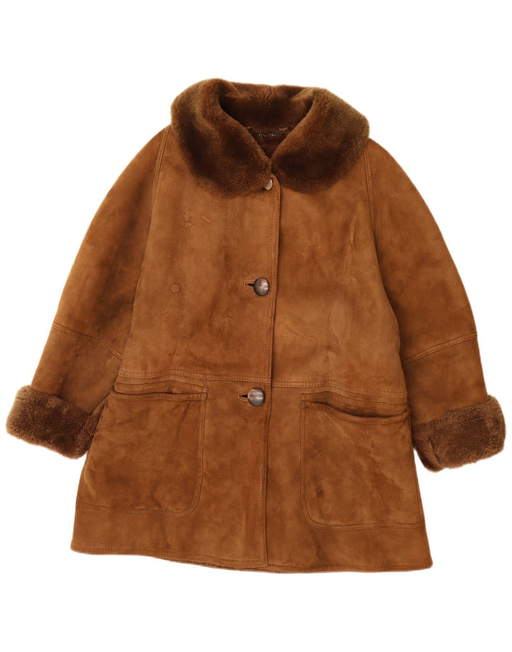 Płaszcz damski Belfe Shearling UK 14 Średni brązowy skórzany