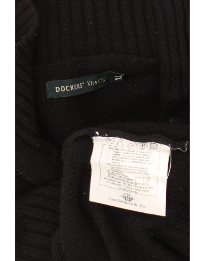Dockers Męski sweter rozpinany XL, czarna owcza wełna