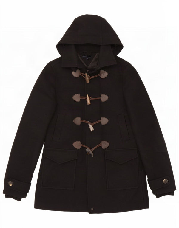Damski płaszcz z kapturem Tommy Hilfiger UK 6 XS, czarna wełna