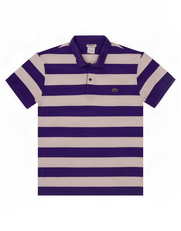 Męska koszulka polo Lacoste Slim Fit, rozmiar 4, bawełniana w średnie fioletowe paski