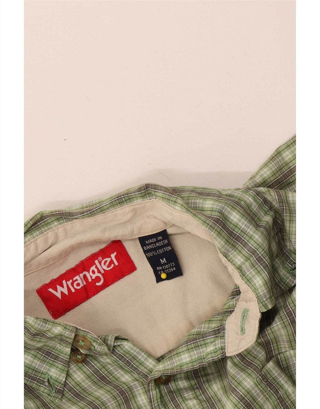Koszula męska z krótkim rękawem Wrangler, bawełniana w średnią zieloną kratkę