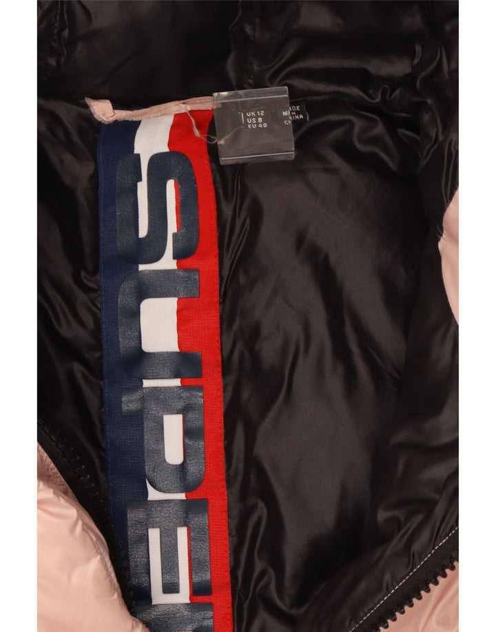 Damska wyściełana kurtka z kapturem Superdry UK 12, średni różowy nylon