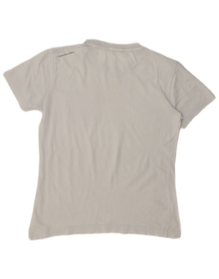 Męska koszulka t-shirt z grafiką Calvin Klein Jeans o regularnym kroju, średnia biel
