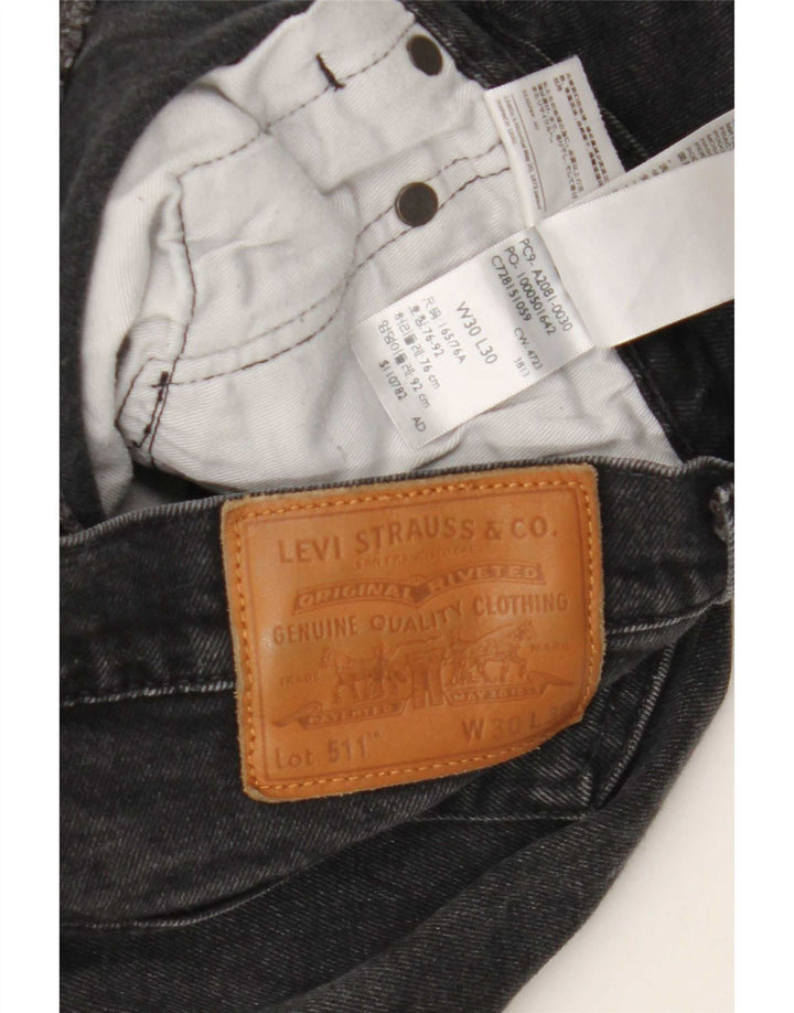 Męskie jeansy slim fit Levi's W30 L30 Czarna bawełna
