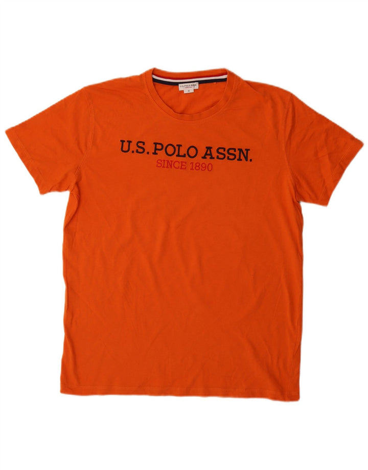 US Polo Assn. Męska koszulka z grafiką Top, średnia pomarańcza