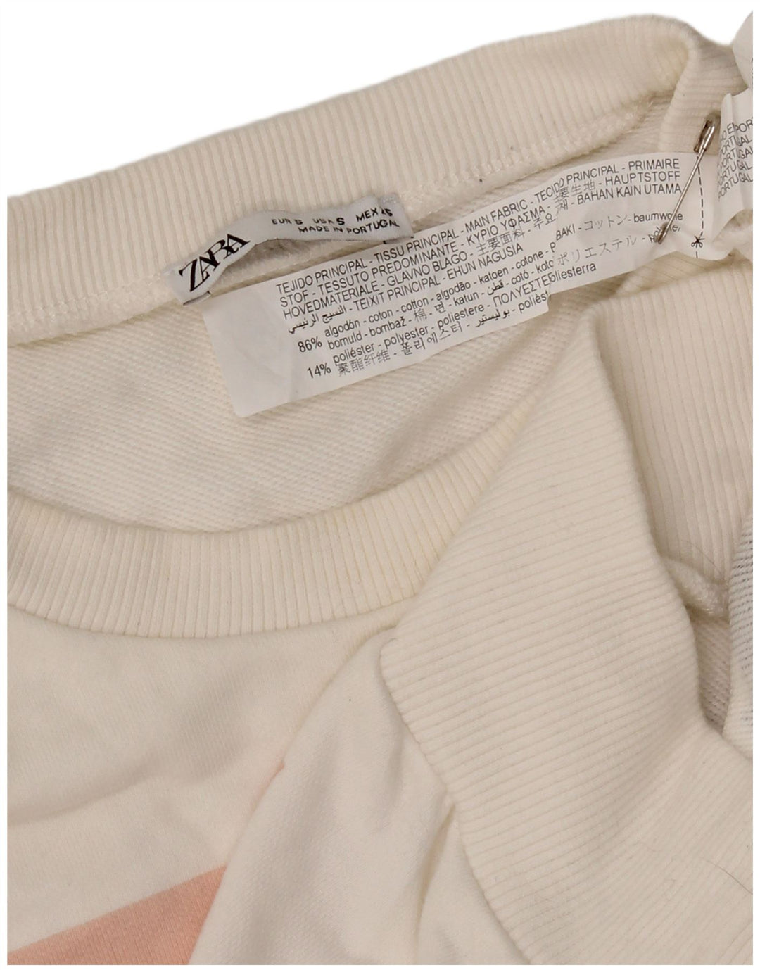 Damska bluza oversize Zara z grafiką, UK 10, mała, biała, bawełniana