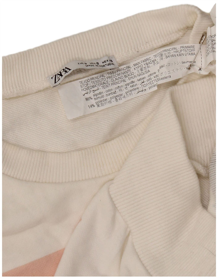 Damska bluza oversize Zara z grafiką, UK 10, mała, biała, bawełniana
