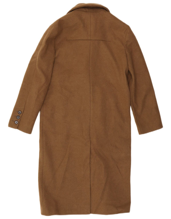 Topshop damski, drobny, oversize'owy płaszcz z podwójnymi piersiami, UK 4 XS, brązowy