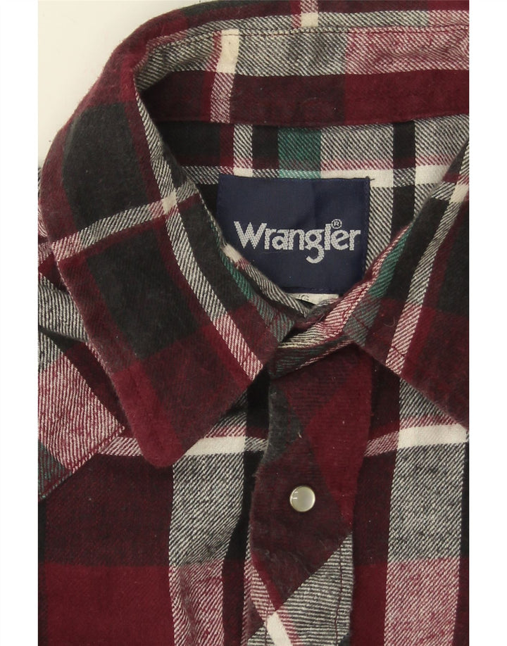 WRANGLER Mens Flannel Shirt Large Burgundy Check Vintage Wrangler and Second-Hand Wrangler from Messina Hembry 