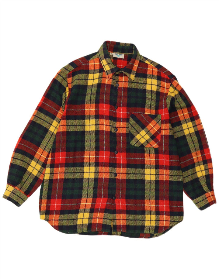 Vintage męska koszula flanelowa XL w wielobarwną kratkę