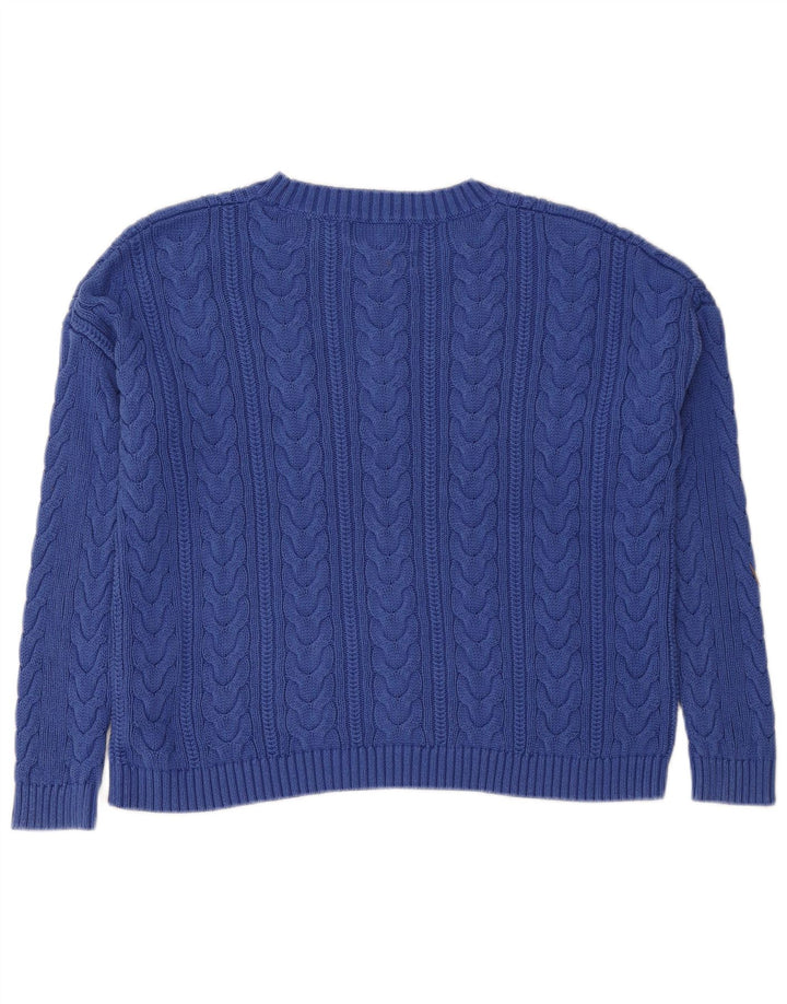 SUPERDRY Womens Crop Oversized Crew Neck Jumper Sweater UK 10 Small Blue