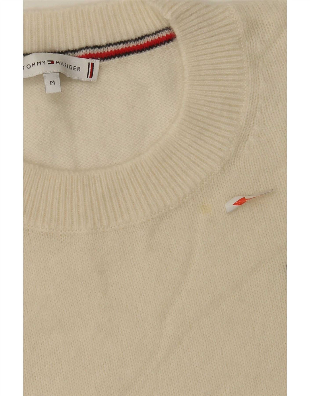 Damski sweter z okrągłym dekoltem Tommy Hilfiger UK 14 Średni złamanej białej wełny