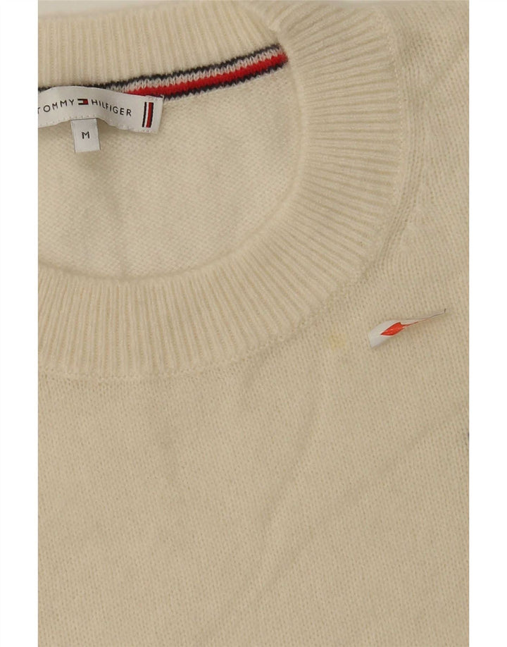 Damski sweter z okrągłym dekoltem Tommy Hilfiger UK 14 Średni złamanej białej wełny