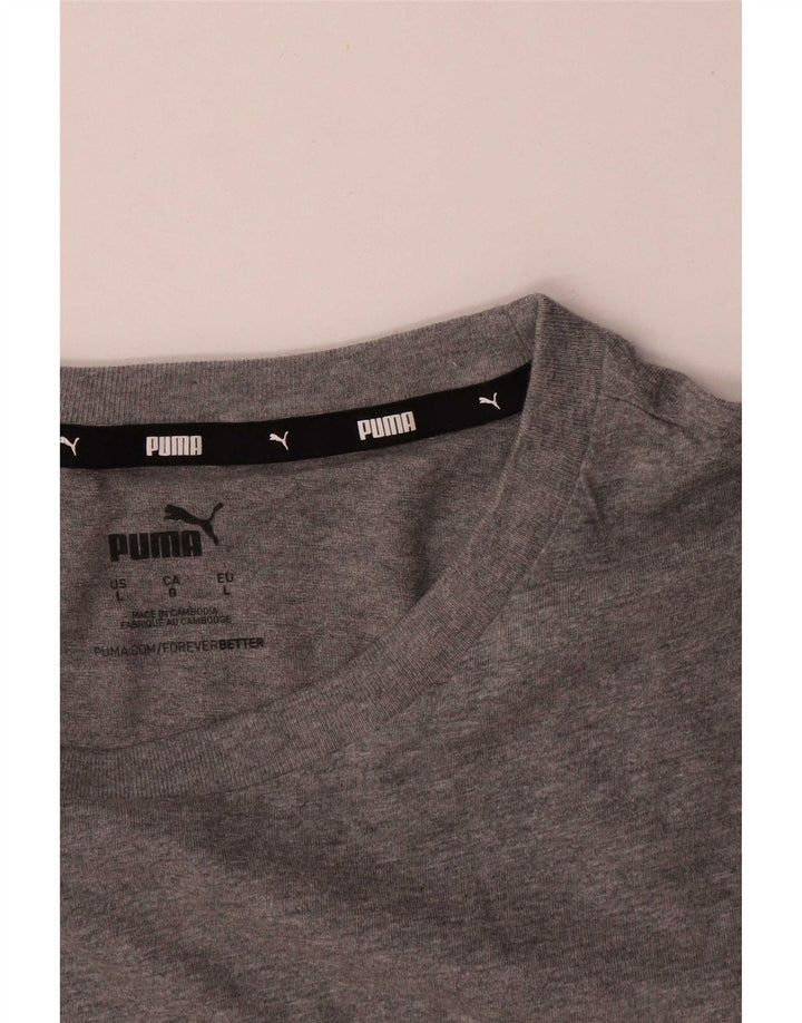 Męski T-shirt z grafiką Puma, duży, szary, bawełniany