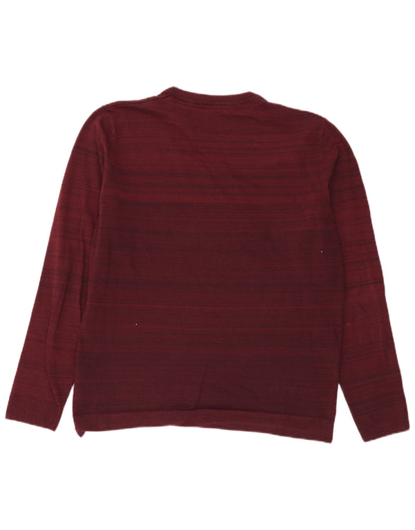 Męski sweter Jack & Jones z okrągłym dekoltem XL, bordowy, bawełniany w prążki