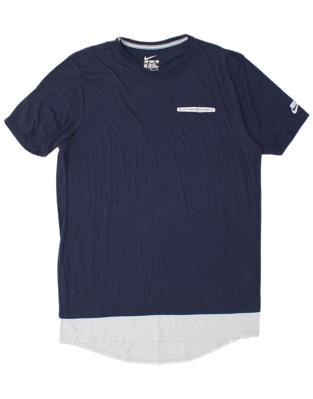 Męski t-shirt Nike o kroju sportowym, top XL, granatowy, poliester z blokami kolorów