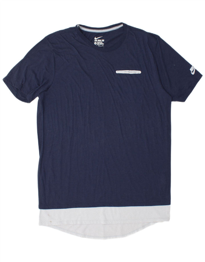 Męski t-shirt Nike o kroju sportowym, top XL, granatowy, poliester z blokami kolorów