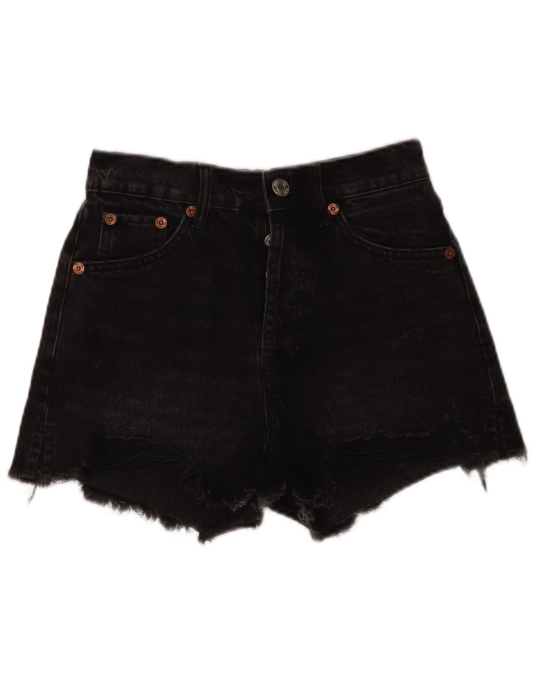 Damskie spodenki jeansowe Zara EU 34 2XS W24 Czarne