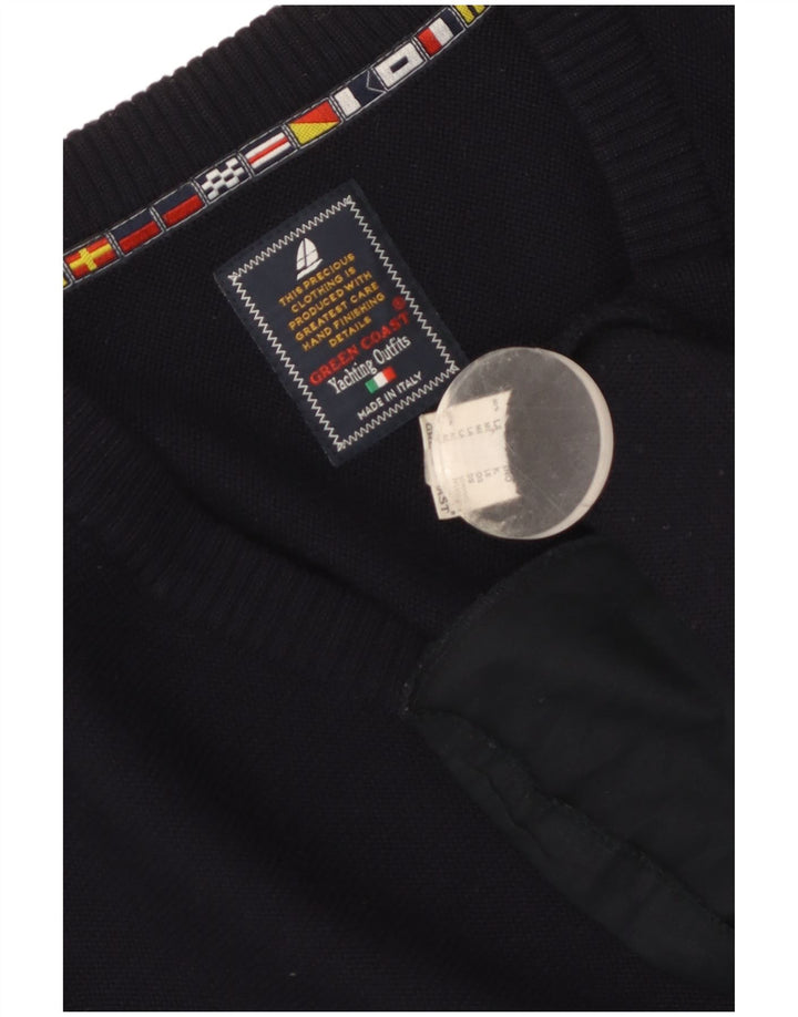 Męski sweter kardigan GREEN COAST IT 54 XL Granatowa wełna merynosów