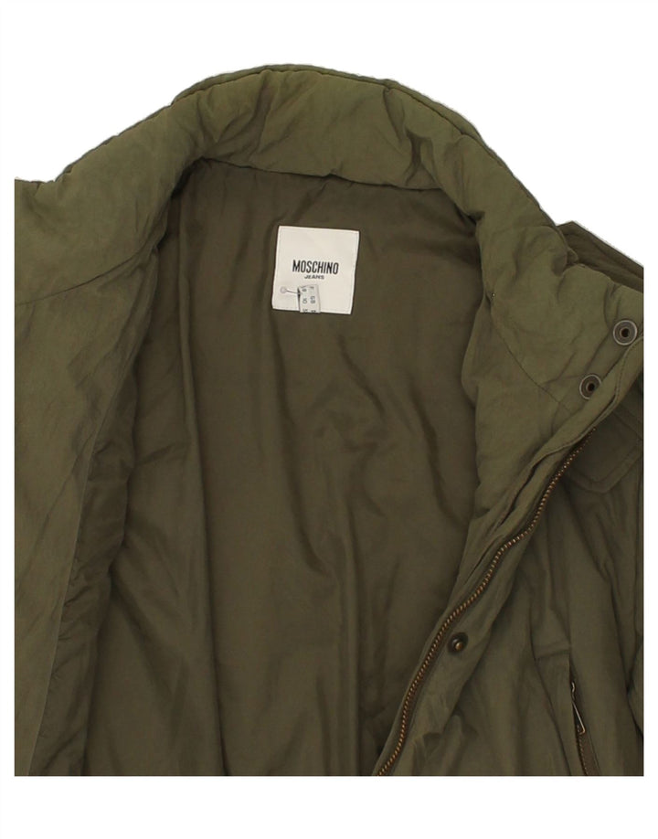 MOSCHINO Womens Military Jacket UK 10 Small Khaki Polyamide Vintage Moschino and Second-Hand Moschino from Messina Hembry 