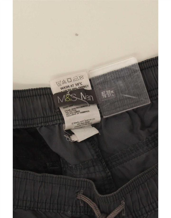 Marks & Spencer Męskie proste spodnie W38 L31 Szara bawełna