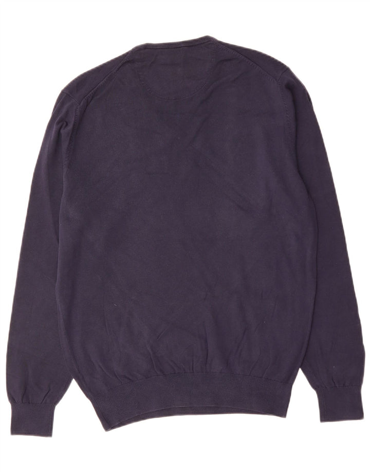 MASSIMO DUTTI Męski sweter z dekoltem w kształcie litery V, średni granatowy