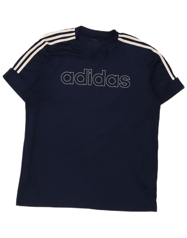 Męska koszulka Adidas Slim Fit z grafiką Top XL Granatowy poliester