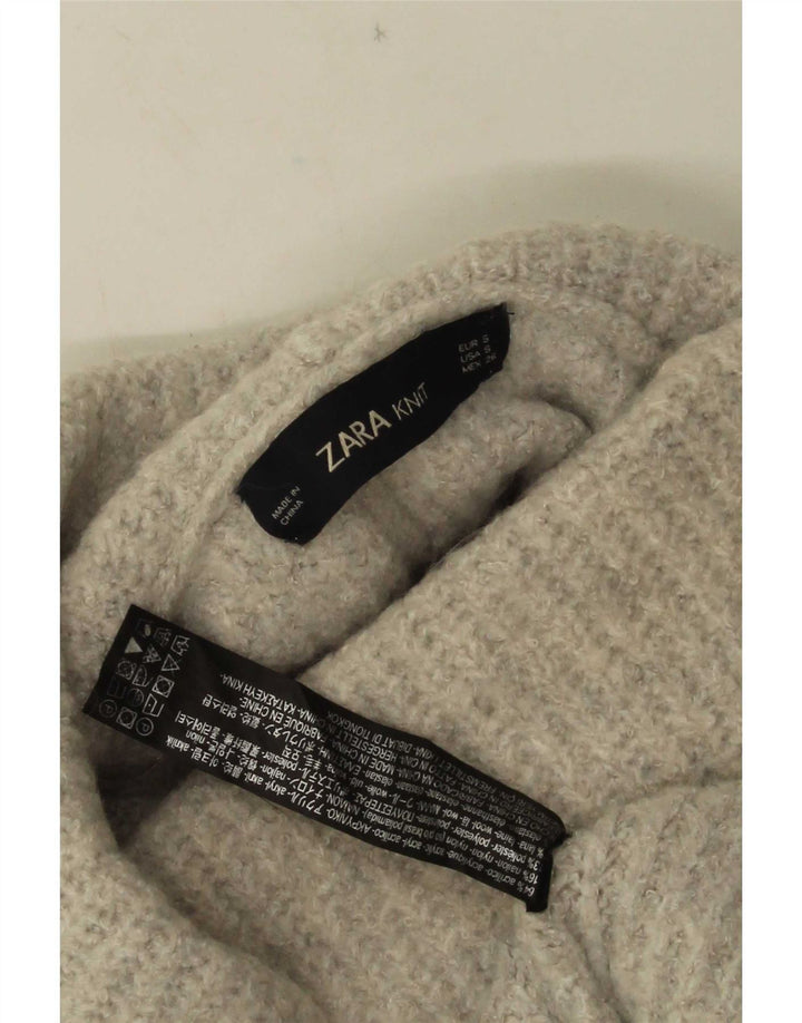 Damski sweter oversize Zara z golfem UK 10, mały, szary, akrylowy