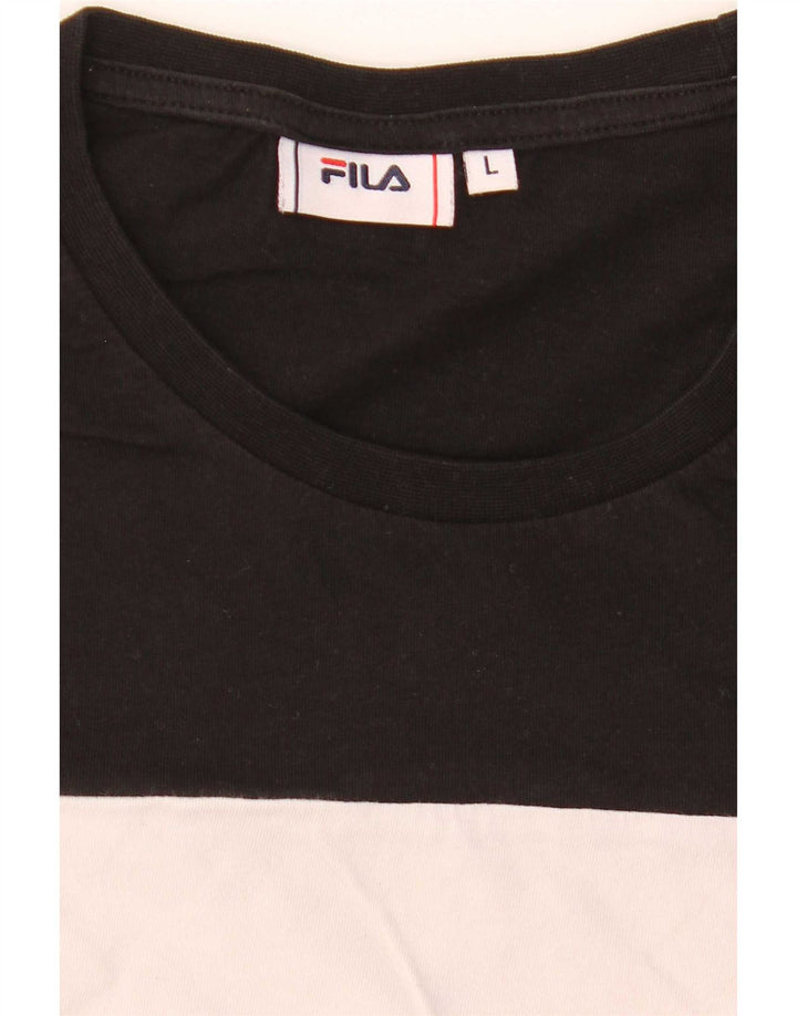 Męski T-shirt z grafiką Fila, duży, wielokolorowy blok kolorów